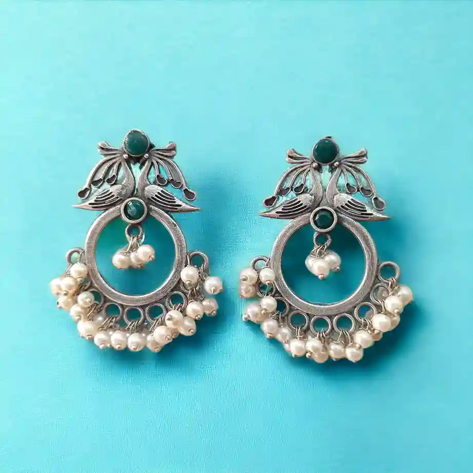 SILVER LOOK ALIKE EARRINGS SHRAVANI [product_variant]- TelaNaari