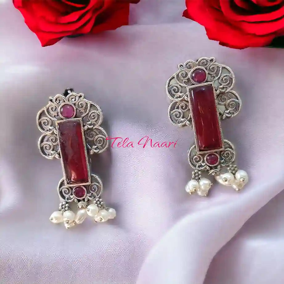 SILVER LOOK ALIKE EARRINGS YATI