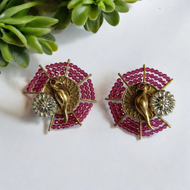 SILVER OXIDISED DUAL TONE EARRINGS ISRA [product_variant]- TelaNaari