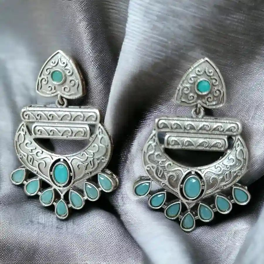 SILVER OXIDISED EARRINGS AISH