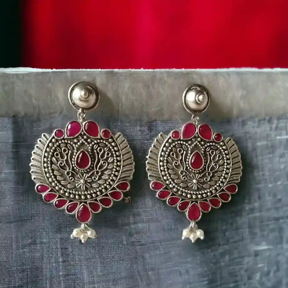 SILVER OXIDISED EARRINGS ALISHA [product_variant]- TelaNaari