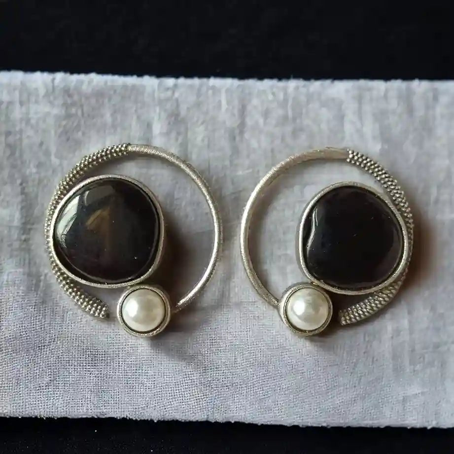 SILVER OXIDISED EARRINGS AMANI [product_variant]- TelaNaari