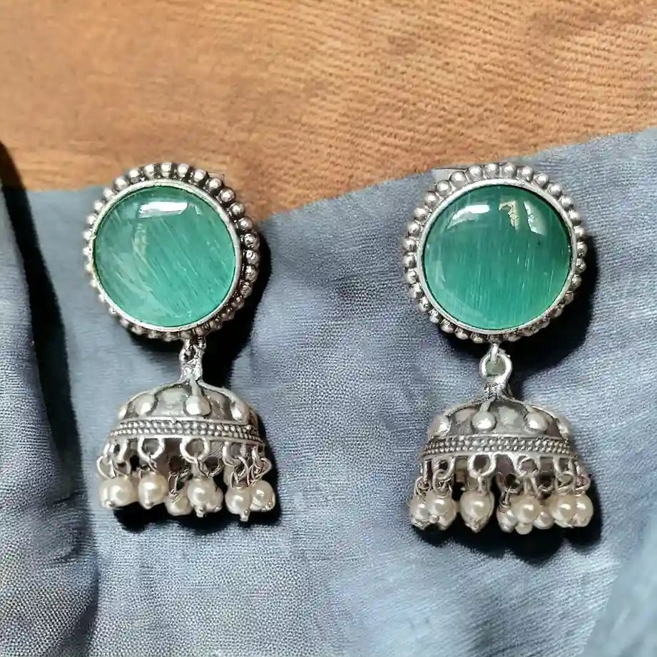 SILVER OXIDISED EARRINGS ARLET [product_variant]- TelaNaari