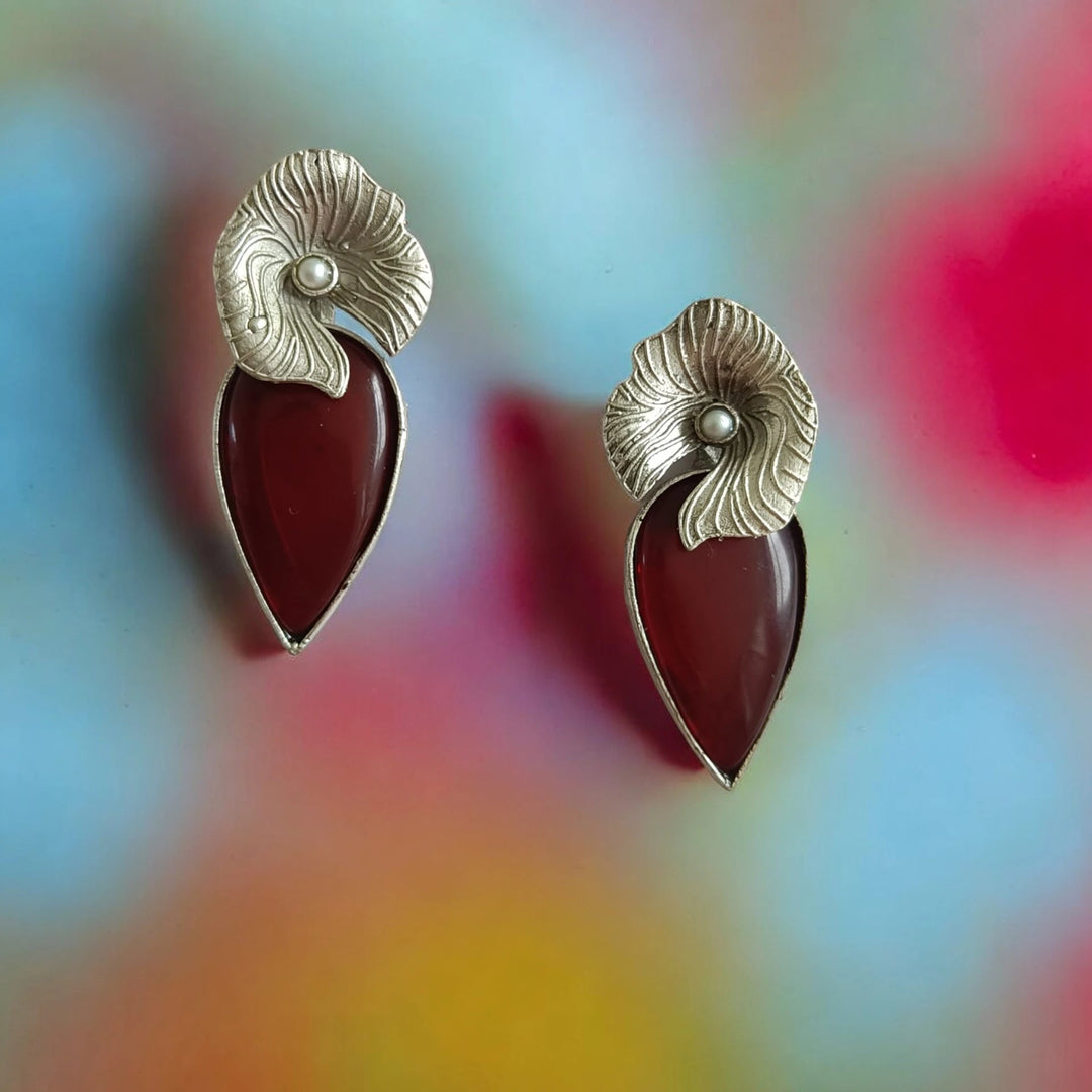 SILVER OXIDISED EARRINGS ASMITA [product_variant]- TelaNaari