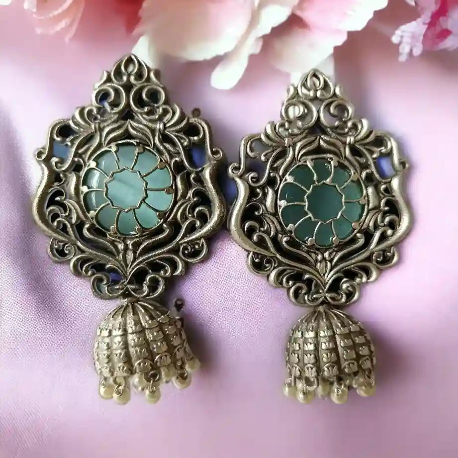 SILVER OXIDISED EARRINGS AVNI [product_variant]- TelaNaari