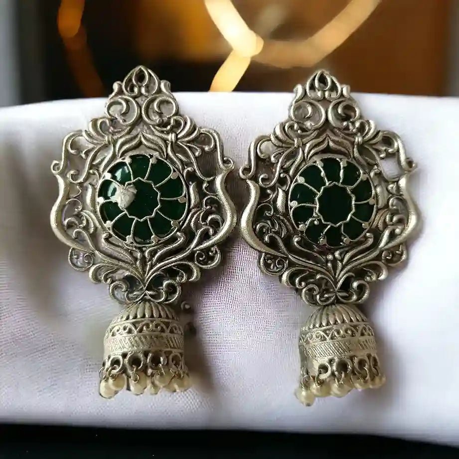 SILVER OXIDISED EARRINGS AVNI