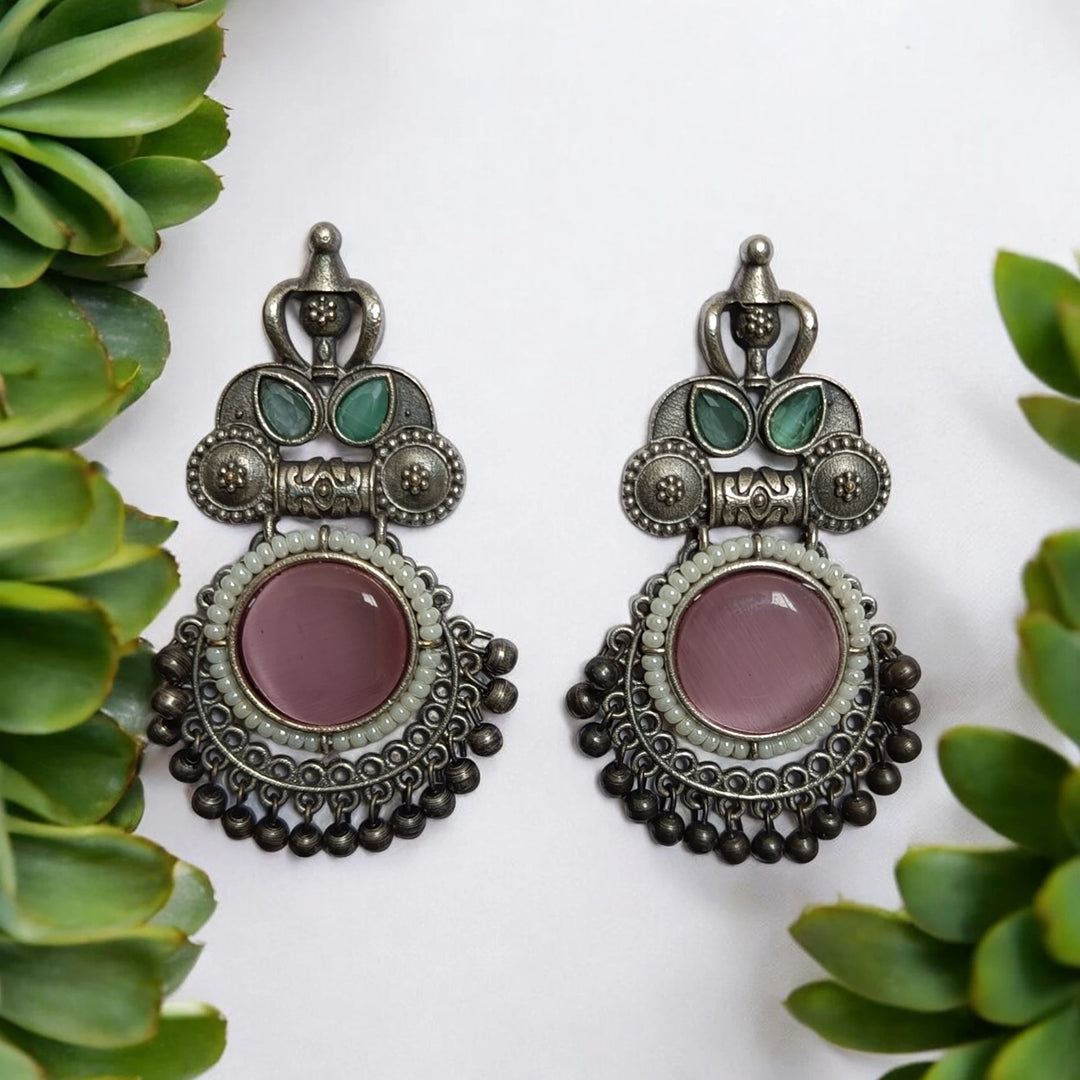 SILVER OXIDISED EARRINGS HUMA [product_variant]- TelaNaari