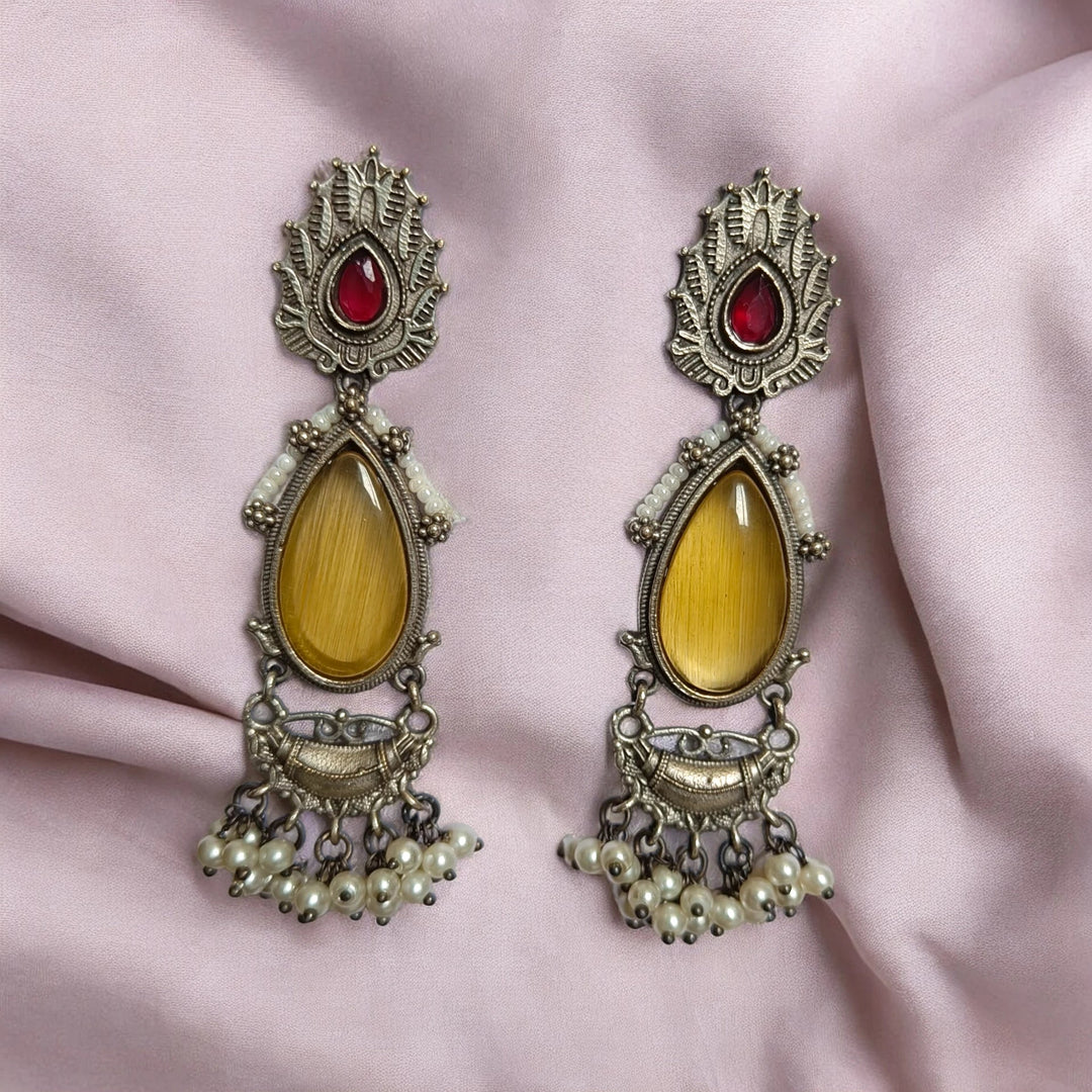 SILVER OXIDISED EARRINGS JANNAT