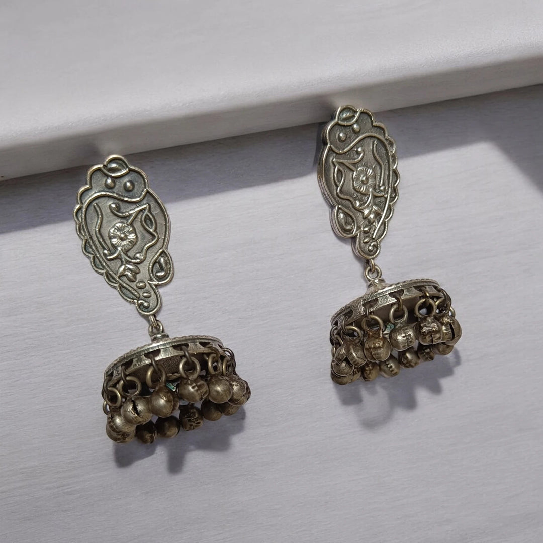 SILVER OXIDISED EARRINGS LUBNA