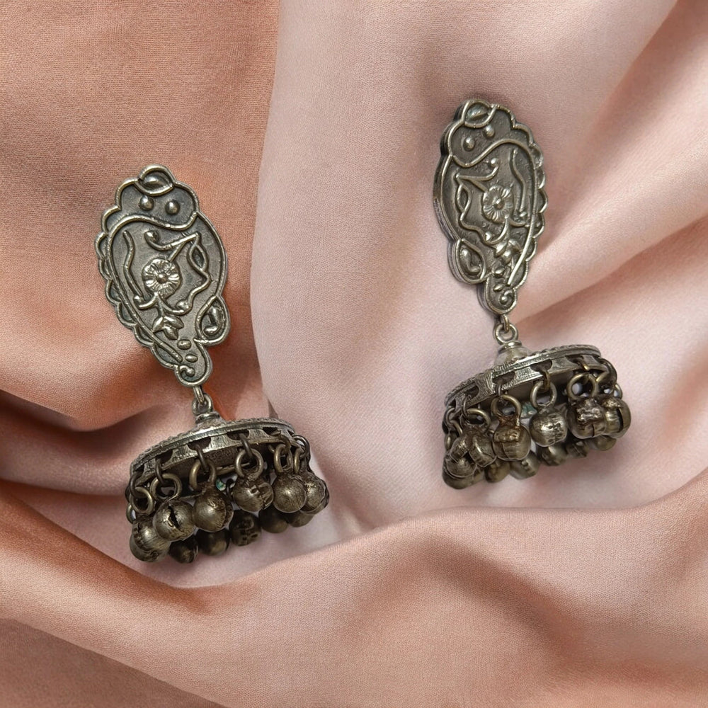 SILVER OXIDISED EARRINGS LUBNA