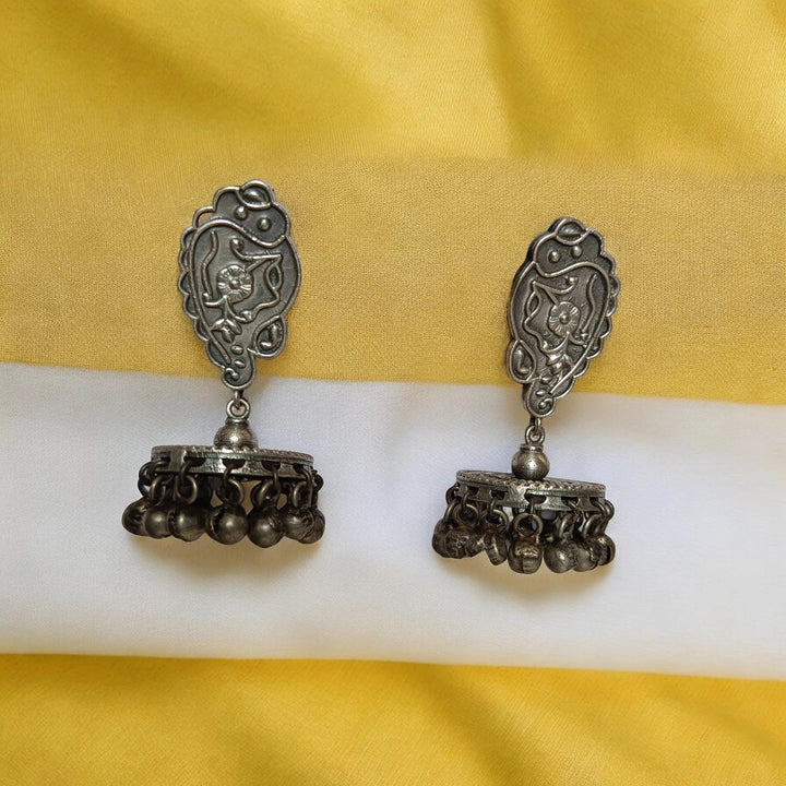 SILVER OXIDISED EARRINGS LUBNA