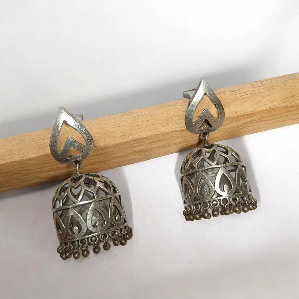 SILVER OXIDISED EARRINGS MAHI