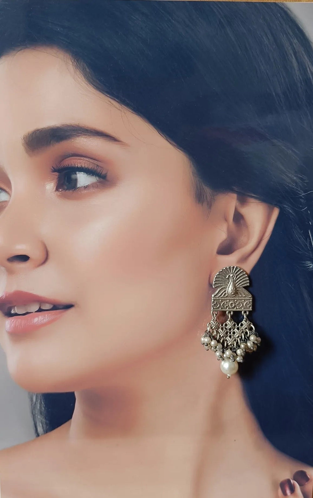 SILVER OXIDISED EARRINGS NARGIS