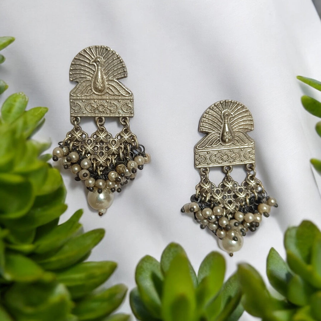 SILVER OXIDISED EARRINGS NARGIS