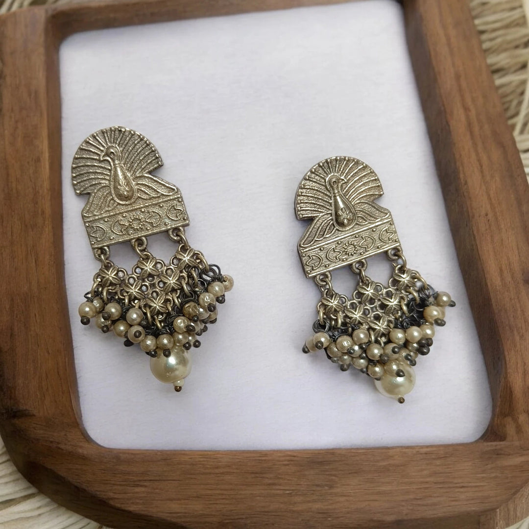 SILVER OXIDISED EARRINGS NARGIS