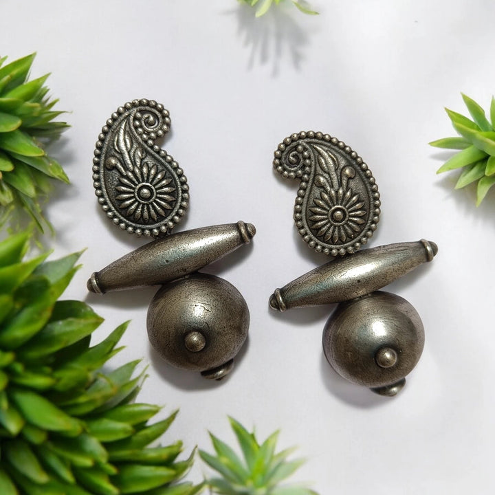 SILVER OXIDISED EARRINGS NASIRA