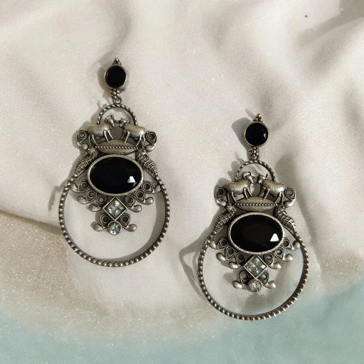 SILVER OXIDISED EARRINGS NASREEN