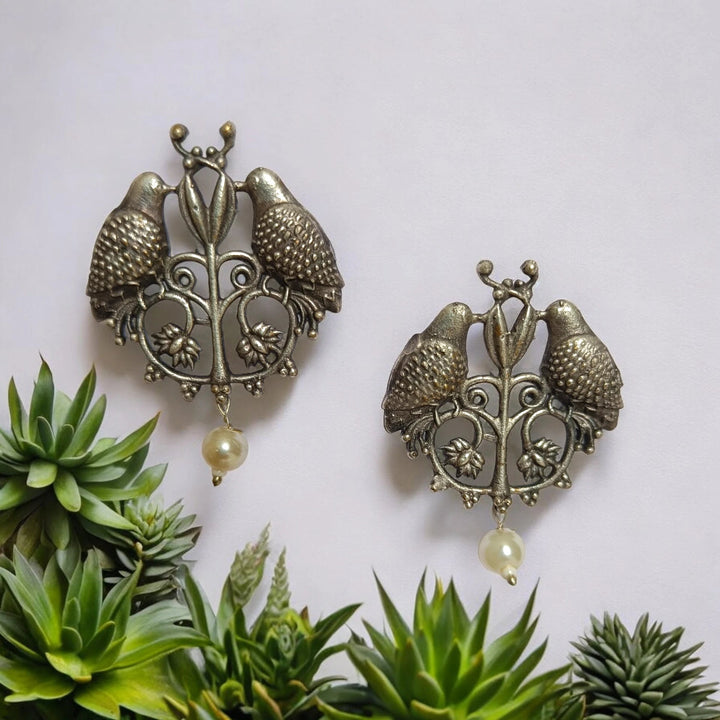 SILVER OXIDISED EARRINGS NAZMA