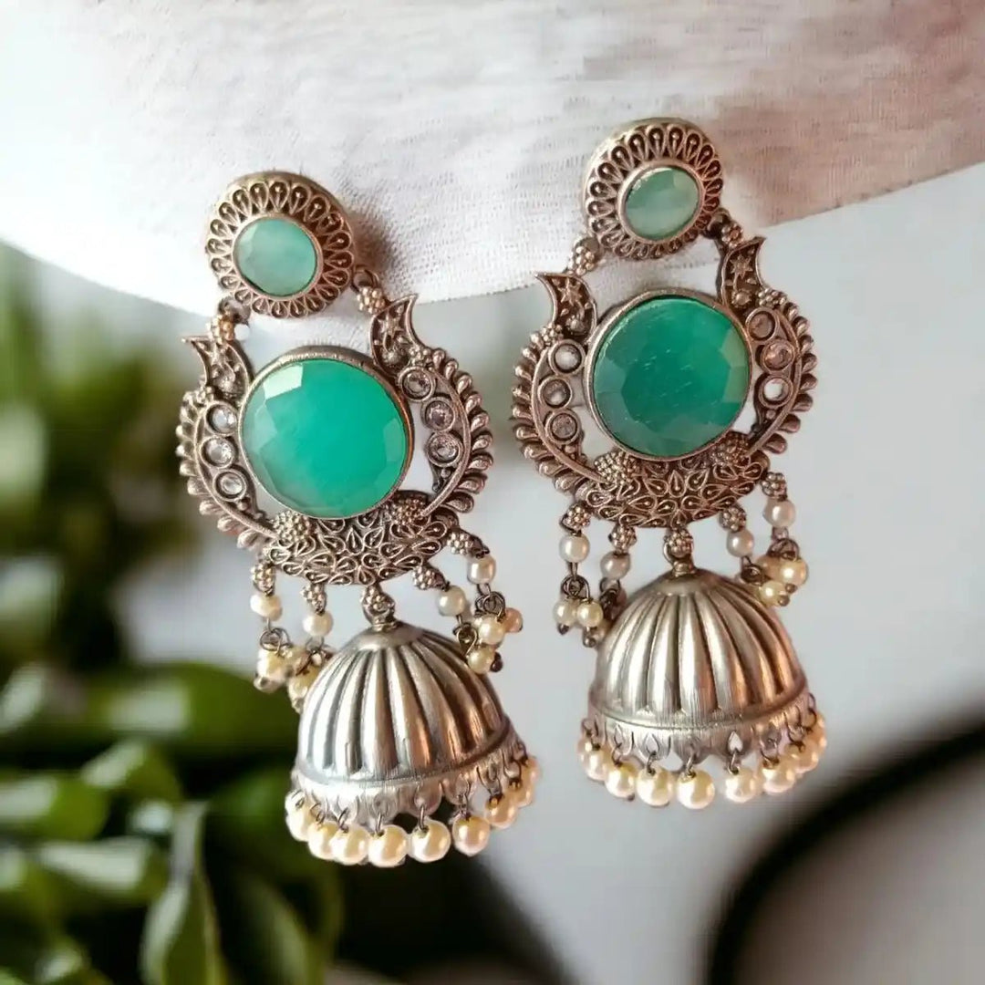 SILVER REPLICA BRASS EARRINGS AADARSHINI [product_variant]- TelaNaari