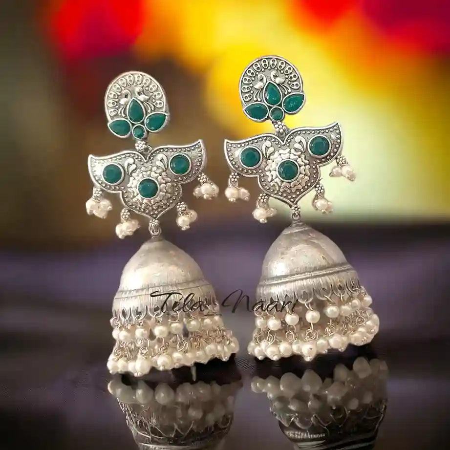 SILVER REPLICA EARRINGS CHAVI [product_variant]- TelaNaari