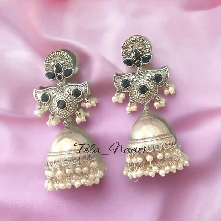 SILVER REPLICA EARRINGS CHAVI [product_variant]- TelaNaari