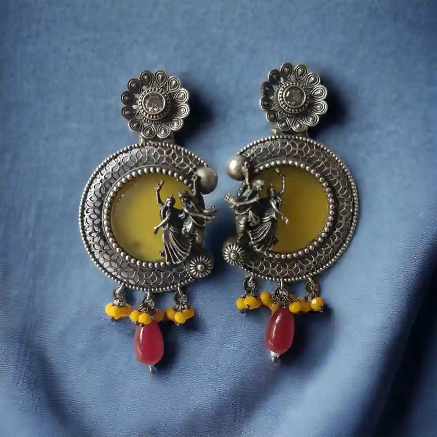 SILVER REPLICA EARRINGS RADHE KRISHNA [product_variant]- TelaNaari