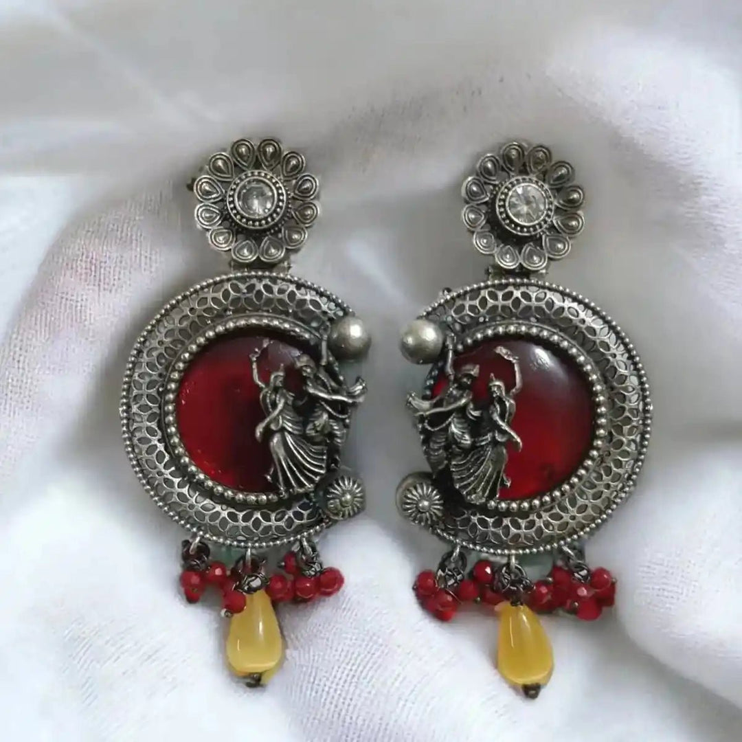 SILVER REPLICA EARRINGS RADHE KRISHNA [product_variant]- TelaNaari