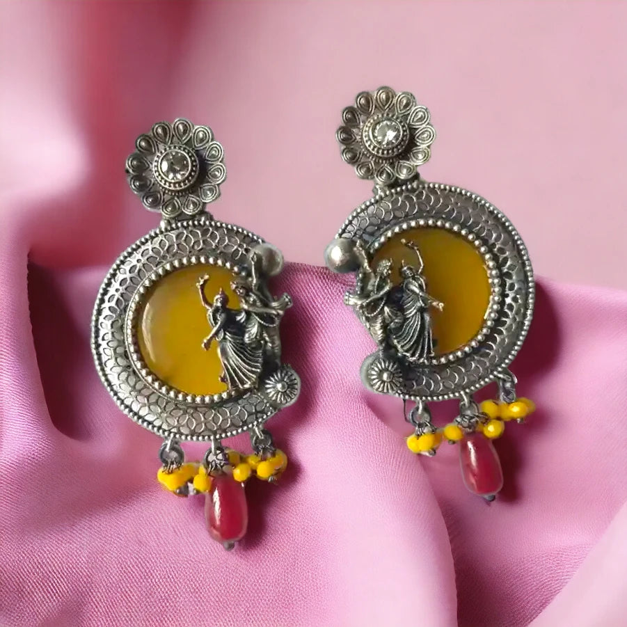 SILVER REPLICA EARRINGS RADHE KRISHNA