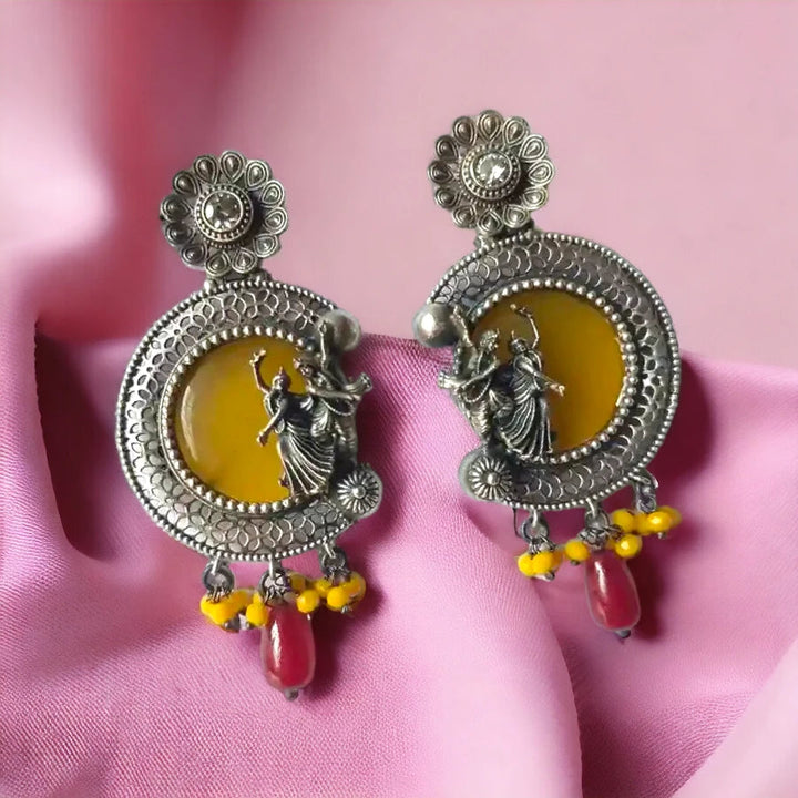 SILVER REPLICA EARRINGS RADHE KRISHNA [product_variant]- TelaNaari