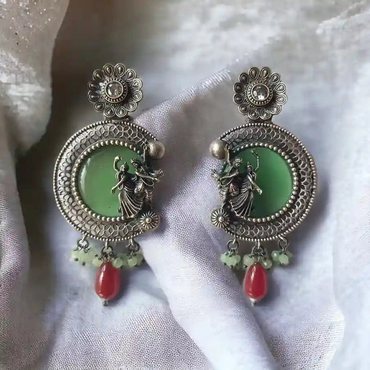 SILVER REPLICA EARRINGS RADHE KRISHNA [product_variant]- TelaNaari