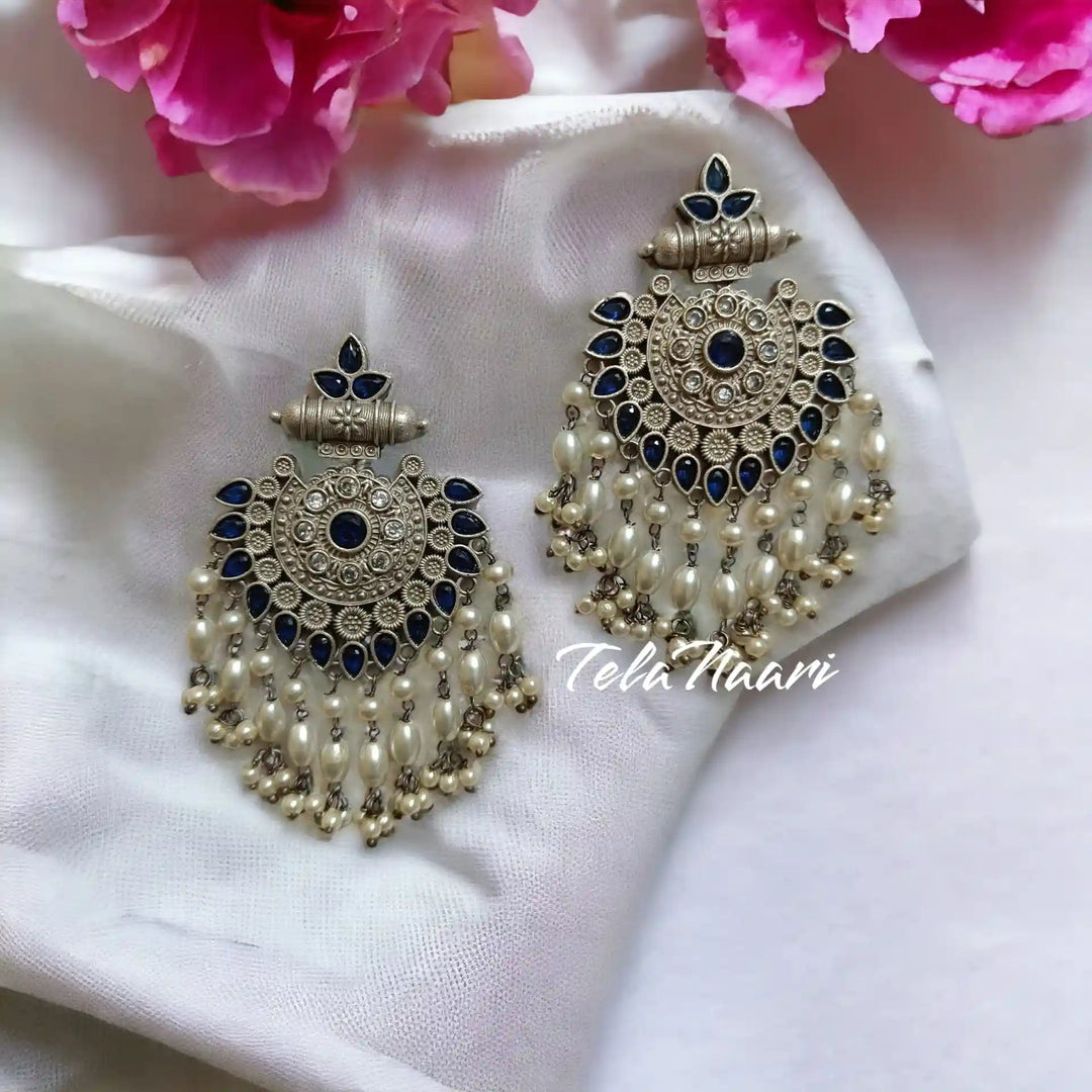 SILVER REPLICA EARRINGS VANI [product_variant]- TelaNaari