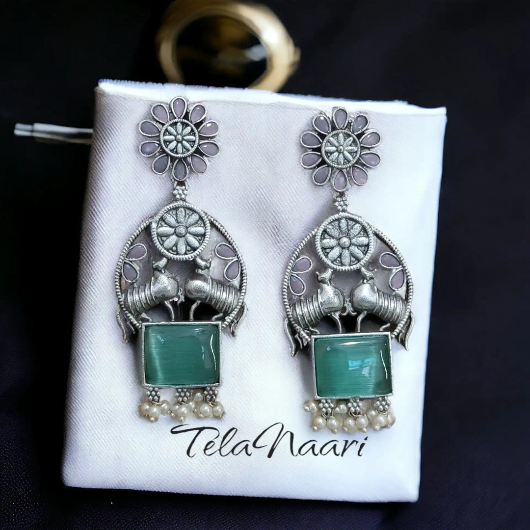 TELA NAARI CHARMING SILVER OXIDISED EARRINGS [product_variant]- TelaNaari