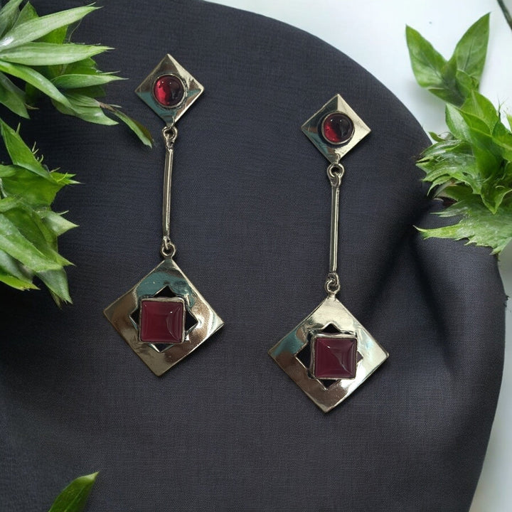 TELA NAARI CHARMING SILVER OXIDISED EARRINGS