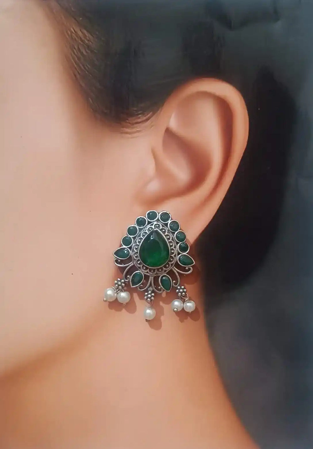 TELA NAARI CLASSIC OXIDISED SILVER EARRINGS