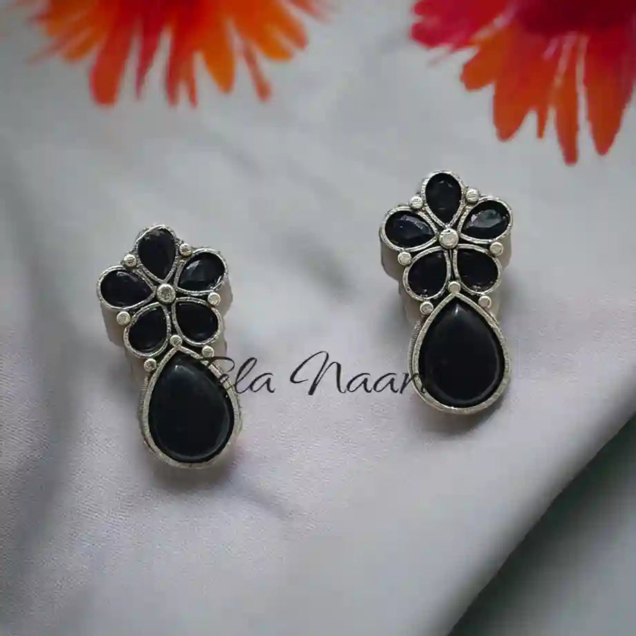 TELA NAARI CLASSIC SILVER OXIDISED EARRINGS