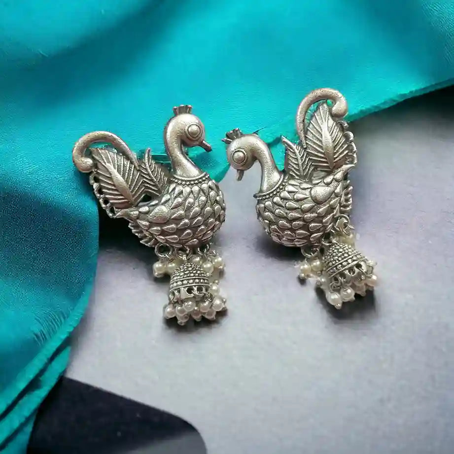 TELA NAARI DELICATE SILVER OXIDISED EARRINGS