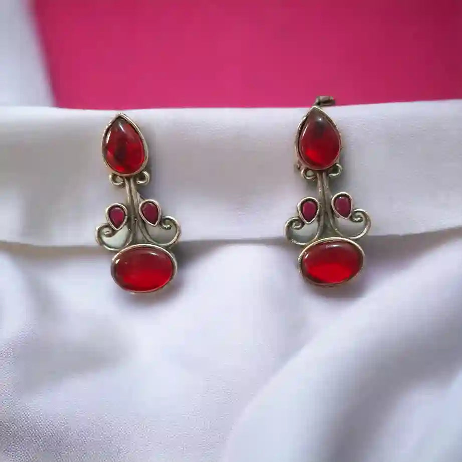 TELA NAARI DYNAMIC SILVER OXIDISED EARRINGS