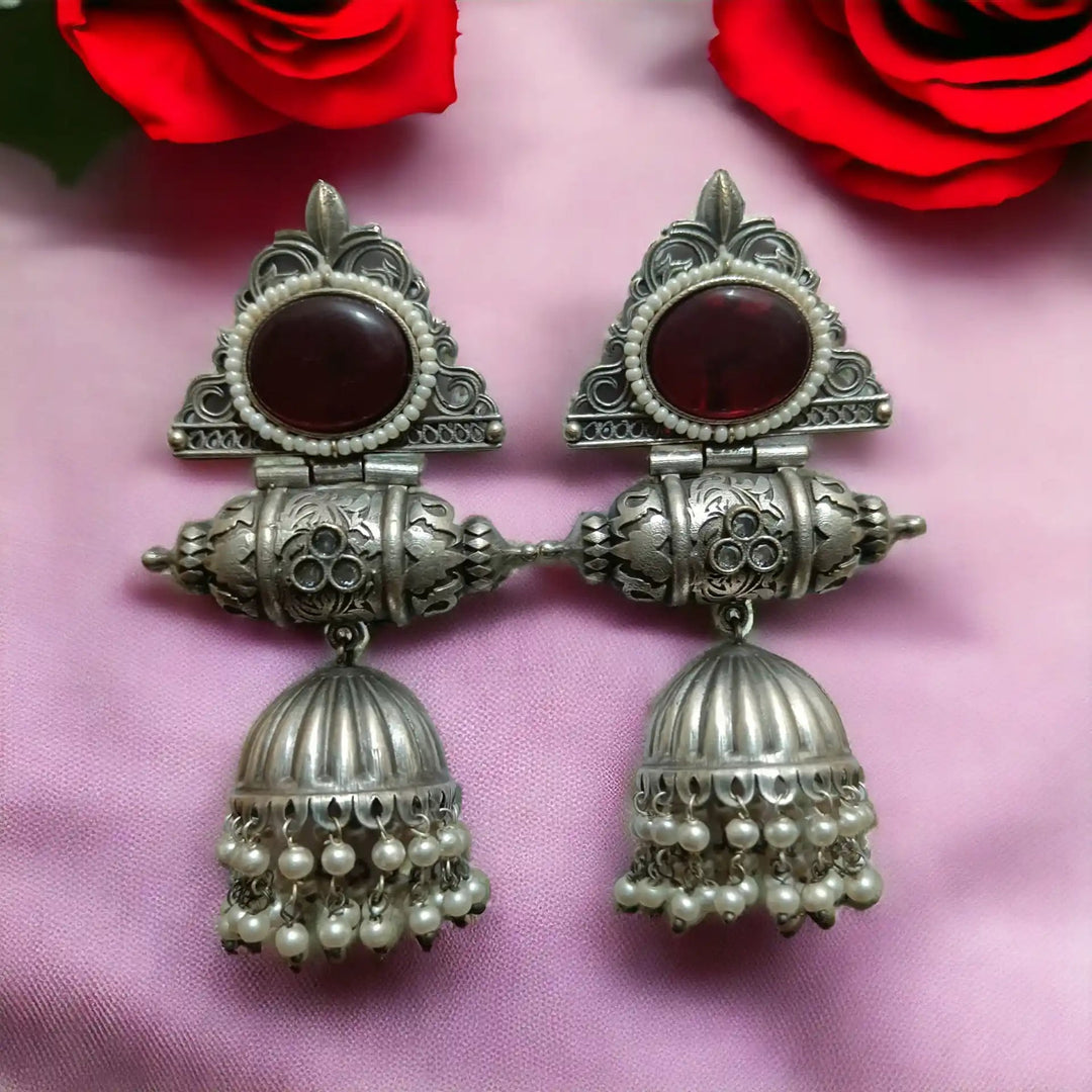 TELA NAARI ETHNIC OXIDISED SILVER EARRINGS [product_variant]- TelaNaari