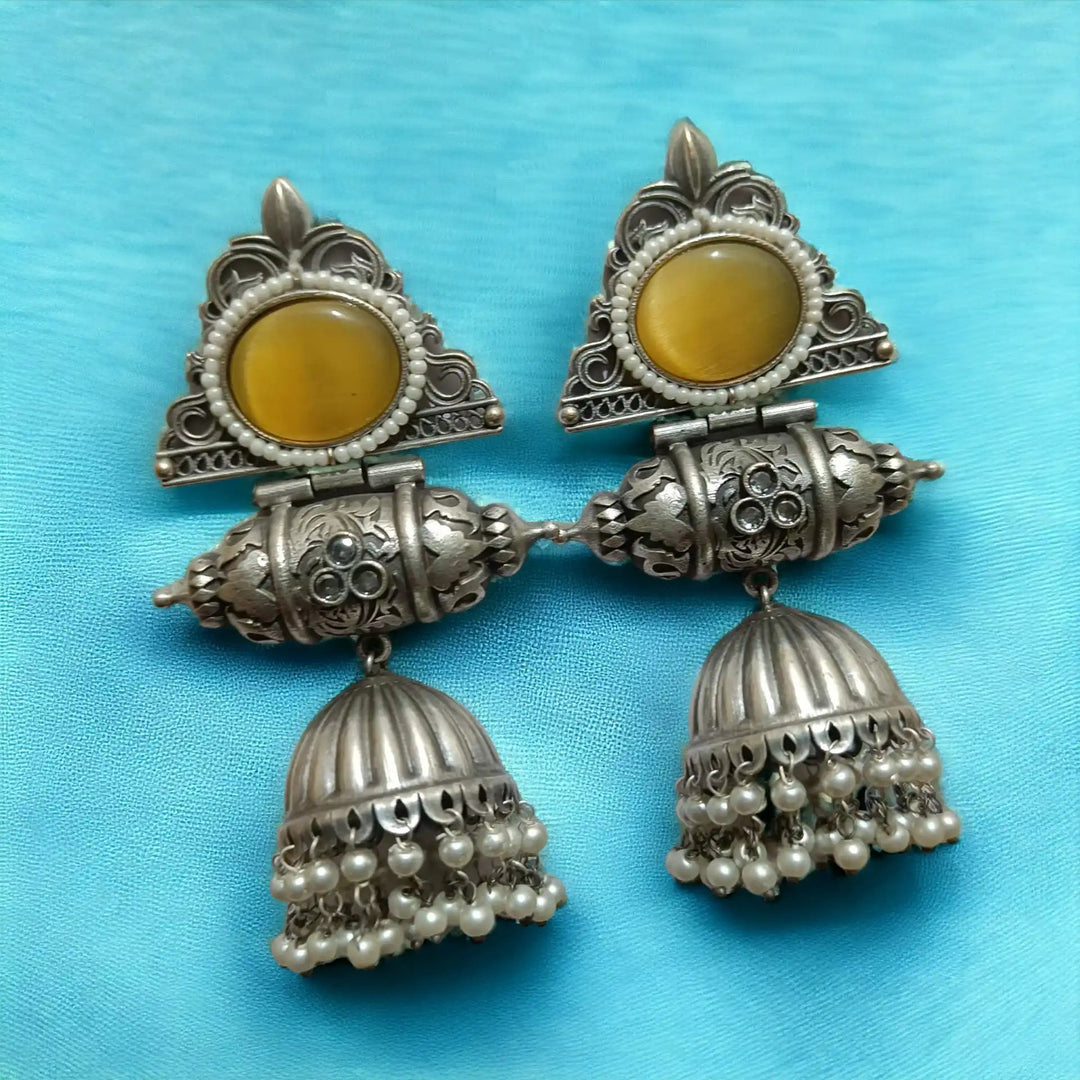 TELA NAARI ETHNIC OXIDISED SILVER EARRINGS