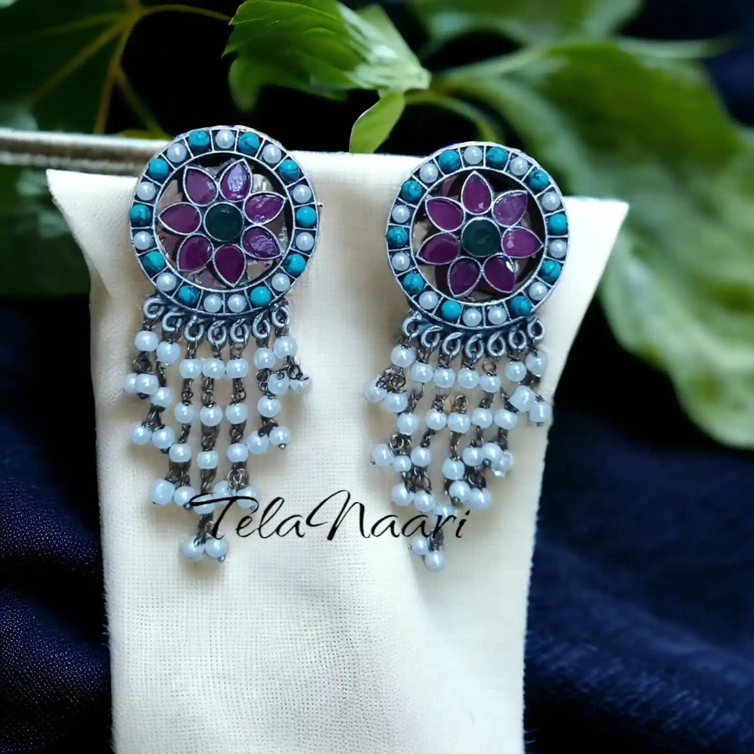 TELA NAARI ETHNIC SILVER OXIDISED EARRINGS