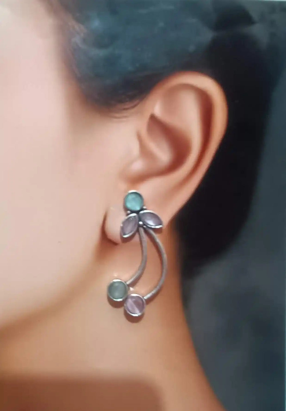 TELA NAARI EXOTIC OXIDISED SILVER EARRINGS