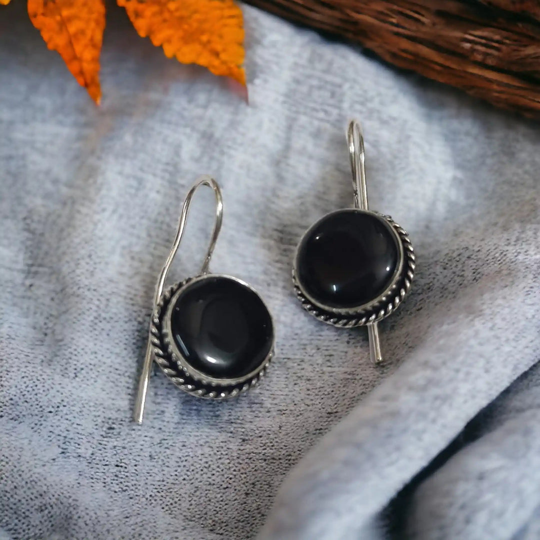 TELA NAARI MINIMALISTIC SILVER OXIDISED SMALL EARRINGS