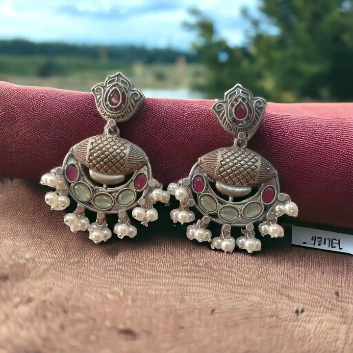 TELA NAARI MODERN OXIDISED SILVER EARRINGS