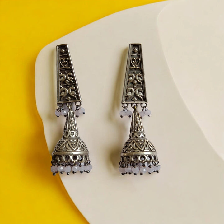 TELA NAARI SILVER OXIDISED CLASSIC EARRINGS