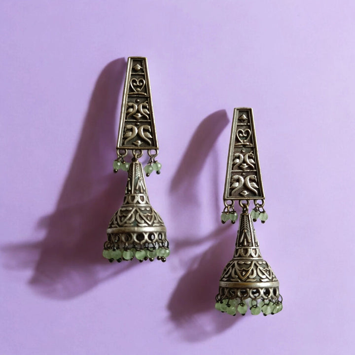 TELA NAARI SILVER OXIDISED CLASSIC EARRINGS