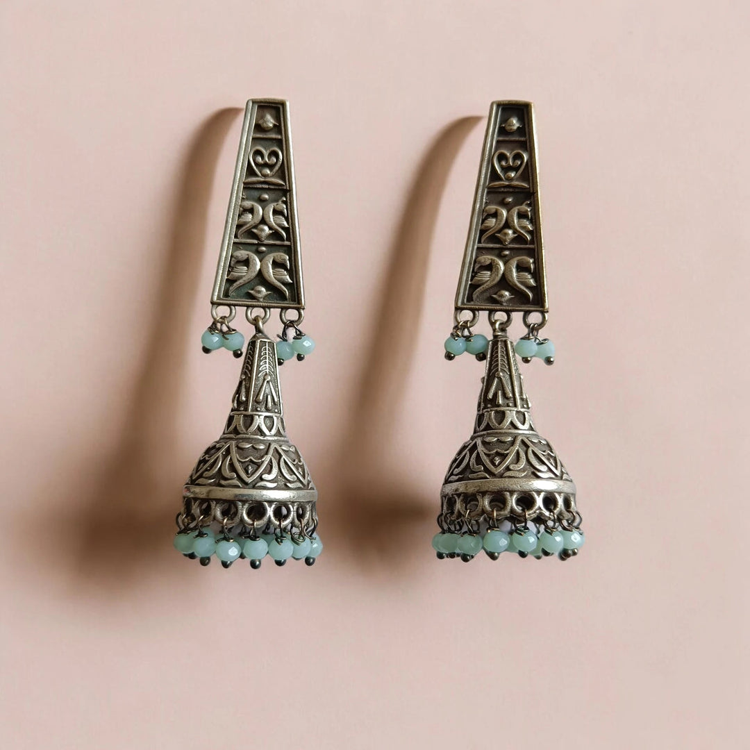 TELA NAARI SILVER OXIDISED CLASSIC EARRINGS