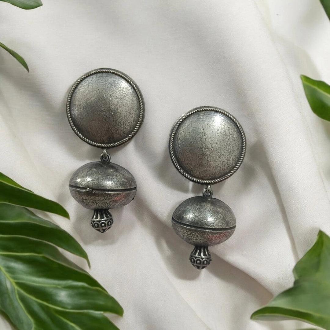 TELA NAARI SILVER OXIDISED DROP EARRINGS [product_variant]- TelaNaari