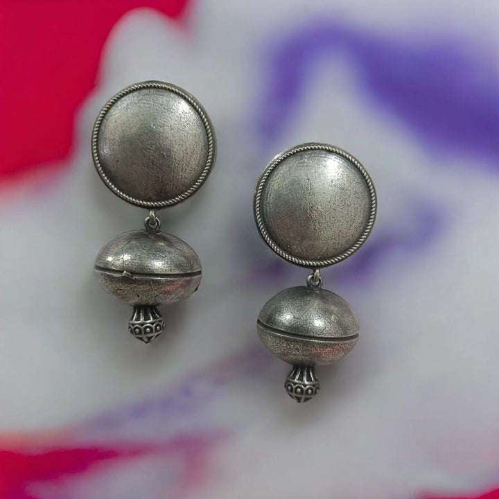 TELA NAARI SILVER OXIDISED DROP EARRINGS [product_variant]- TelaNaari