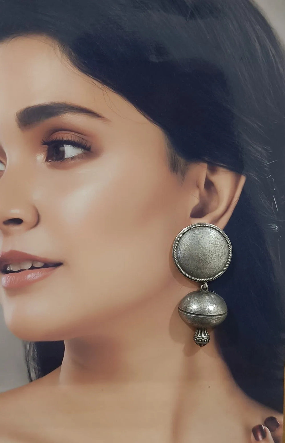 TELA NAARI SILVER OXIDISED DROP EARRINGS