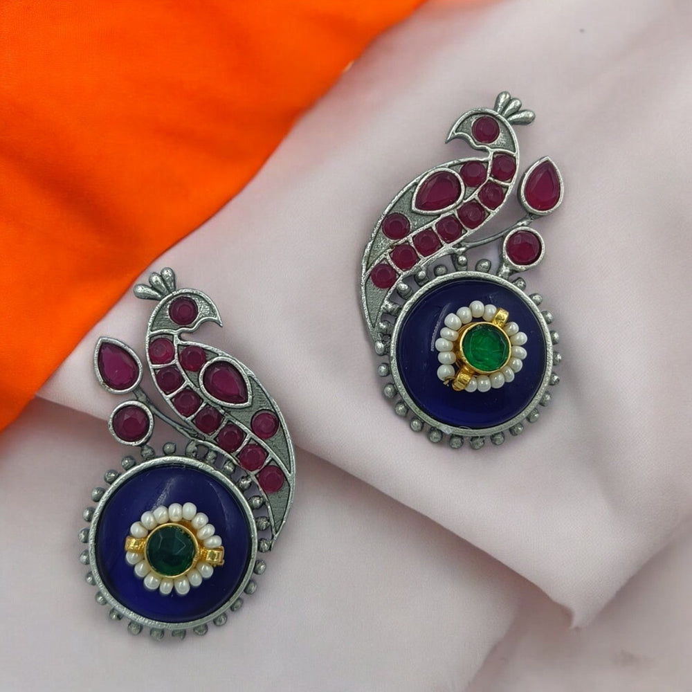 TELA NAARI SILVER OXIDISED RADIANT EARRINGS